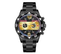 Mens Stainless Steel Band Chronograph Big Dial Hip Hop Business Personality Quartz Watch, Black-b, bracelet