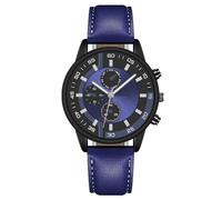 Mens Stainless Steel Band Chronograph Big Dial Hip Hop Business Personality Quartz Watch, blue, Strap