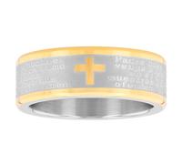 Men's Stainless Steel Band with Lord's Prayer in Spanish (Yellow Tone Finish) Faith in Style, metal, no gemstone