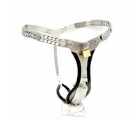 Men's Stainless Steel Chastity Belt - Full Metal Cage, Adjustable Waist Size, Sturdy and Durable(Black,65-95cm)