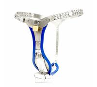 Men's Stainless Steel Chastity Belt - Full Metal Cage, Adjustable Waist Size, Sturdy and Durable(Blue,76-100cm)