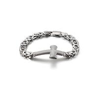 Men's Stainless Steel Cross Byzantine Cuff Gift for Men, Friends and Family, 220x9mm, Stainless Steel, No gemstone.