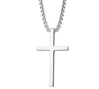 Men's Stainless Steel Cross Pendant Necklace,18 Inches Glossy Cuban Chain for Men Women,Literary Vintage Necklace Accessories with Crucifix for Christian Gift Easter Christmas Birthday Thanksgiving