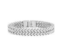 Men's Stainless Steel Double Franco Link Bracelet with Secure Fold Over Clasp - Durable & Stylish, metal, no gemstone