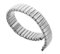 Men's Stainless Steel Elastic Watch Band Silver Curved Engineer Style