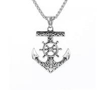 Mens Stainless Steel Navigation Nautical Surfing Beach Anchor Pendant Necklace