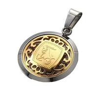 Mens Stainless Steel Retro Round Signet Zodiac Sign Pendant Necklace Horoscope Constellation Astrology