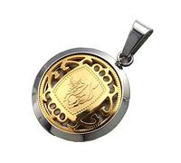 Mens Stainless Steel Retro Round Signet Zodiac Sign Pendant Necklace Horoscope Constellation Astrology