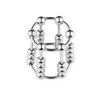 Men's Stainless Steel Sliding Bead Exercise Rings with six Columns of Beads That fluctuate and Move Against The Skin (UKF31) (M)