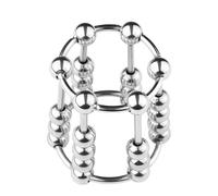 Men's Stainless Steel Sliding Bead Exercise Rings with six Columns of Beads That fluctuate and Move Against The Skin (UKF31) (L)