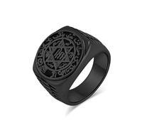 Mens Stainless Steel Star of David Hexagram Religious Ring Biker Band Jewelry-Black-9