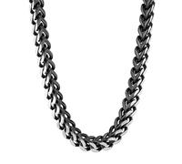 Men's Stainless Steel White & Black Curb Chain - Two-Tone Statement Piece - 24"