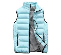 Men's Stand Collar Zipper Vest Lightweight Quilted Vests for Work Sports Puffer Jacket, Bright blue, 5XL