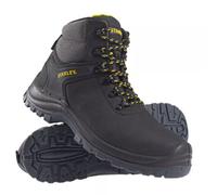 Mens Stanley Nova Leather Safety Steel Toecap Boots Lace Up In Black