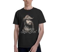 Men's Stapleton Singer Chris T-Shirt Short Sleeve Pure Cotton Crew Neck Shirts Sports Casual Versatile Trendy Tees Black L