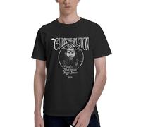 Men's Stapleton Singer Chris T-Shirt Short Sleeve Pure Cotton Crew Neck Shirts Sports Casual Versatile Trendy Tees Black M
