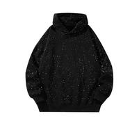 Men's Starry Night Speckled Print Pullover Hoodie with Kangaroo Pocket, Stylish Galaxy Graphic Sweatshirt Top, Trendy Urban Casual Wear for Evening Parties, Weekend Leisure