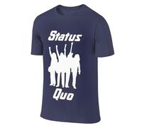 Men's Status Cotton T Shirt Logo Tee Quo Crew Neck Print T-Shirt Tops Band Tshirt for Men Big Teen Boy Fans Merch Clothes Gift Navy Blue