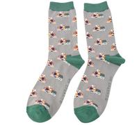 Mens Steam Train Socks One Size 7-11 Bamboo Crew Mid Calf Navy Blue Grey (Grey)