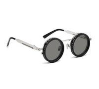 Men's Steampunk Adjustable Tint Sunglasses 1-9 Gears, Round Polarized Lenses with ND Filter, for Outdoor Use, Driving, Fishing, Ultimate Comfort Black Silver