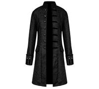 Men's Steampunk Clothing - Gothic Coat Men's Long Classic Medieval Blue Jacket with Buttons Retro Victorian Court Rock Theatre Performance Clothing Nightclub Party Carnival Halloween