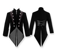 Men's Steampunk Clothing - Gothic Jacket Men's Midi Classic Black Tailcoat Double Breasted Medieval Frock Coat Loose Victorian Coat Elegant Tuxedo Theatre Performance Clothing Carnival Halloween