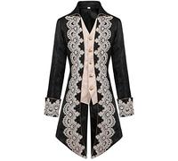 Men's Steampunk Coat - Gothic Tailcoat Men's Long Classic Red Coat Embroidery Medieval Frock Coat Victorian Court Suit Vest Elegant Tuxedo Theatre Performance Vampire Clothing Halloween Costume