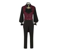 Men's Steampunk Costume Set - Gothic Coat Men's Nobleman Medieval Tailcoat with Buttons Retro Victorian Court Frock Coat Elegant Royal Prince Clothing Cosplay Carnival Halloween