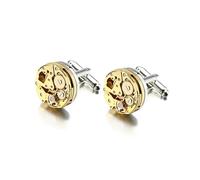 Men's Steampunk Gear Cufflinks, Stainless Steel Movement Design, Mechanical Watch Style ,Antique Gold Plated,One Size
