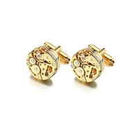 Men's Steampunk Gear Cufflinks, Stainless Steel Movement Design, Mechanical Watch Style ,Imitation Rhodium Plated,One Size