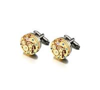 Men's Steampunk Gear Cufflinks, Stainless Steel Movement Design, Mechanical Watch Style ,Titanium Plated,One Size