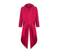 Men's Steampunk Jacket - Gothic Coat Men's Loose Fit Classic Red Medieval Tailcoat Embroidery Victorian Court Frock Coat Elegant Tuxedo Theatre Performance Pirate Clothing Halloween Costume