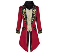 Men's Steampunk Jacket, Gothic Coat, Men's Midi, Trendy Medieval Black Tailcoat, Embroidery, Victorian Court Frock Coat, Elegant Tuxedo Theatre Performance, Pirate Clothing, Halloween Costume