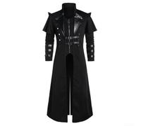 Men's Steampunk Jacket Gothic Victorian Tailcoat Black Assassin Elf Pirate Costume Coat for Medieval Renaissance Cosplay Party(4XL Black)