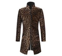 Men's Steampunk Jacket Sequins Gothic Coat Long Trendy Glitter Jacket with Zip Victorian Frock Coat Retro Uniform Theatre Clothing Cosplay Fancy Dress Costume