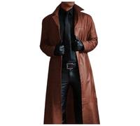 Men's Steampunk Leather Jacket - Gothic Leather Trench Coat Men's Long Trendy Medieval Jacket Victorian Court Frock Coat Fashion Show Uniform Vampire Cosplay Clothing Carnival Halloween