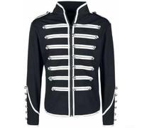 Mens Steampunk Retro Gothic Frock Coat Victorian Style Jacket with Stand Collar Long Sleeve for Seasonal Outdoor Use (S White)