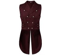 Men's Steampunk Suit Vest - Gothic Tailcoat Men's Long Fashion Black Vest Double Breasted Victorian Yard Rock Retro Medieval Elegant Jacket Theatre Performance Clothing Cosplay Carnival Halloween