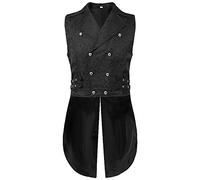 Men's Steampunk Suit Vest - Gothic Tailcoat Men's Long Fashion Black Vest Double Breasted Victorian Yard Rock Retro Medieval Elegant Jacket Theatre Performance Clothing Cosplay Carnival Halloween