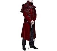 Men's Steampunk Tailcoat, Gothic Coat, Men's Long, Classic Medieval Coat with Zip, Retro Victorian Court Frock Coat, Elegant Theatre Performance Clothing, Cosplay, Halloween Costume