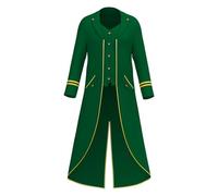 Men's Steampunk Tailcoat, Gothic Jacket, Men's Long, Classic Green Medieval Coat, Retro Victorian Court Frock Coat, Elegant Tuxedo Theatre Performance, Pirate Vampire Clothing, Halloween Costume
