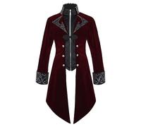 Men's Steampunk Tailcoat, Gothic Jacket, Men's Midi, Black Medieval Coat with Zip, Retro Victorian Court Frock Coat, Elegant Tuxedo Theatre Performance, Pirate Clothing, Halloween Costume