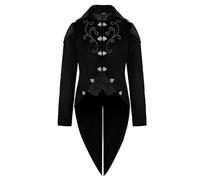 Men's Steampunk Tailcoat Jacquard Gothic Coat Long Red Jacket Retro Victorian Frock Coat Tuxedo Theatre Performance Pirate Vampire Clothing Fancy Dress Costume