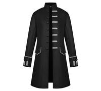 Men's Steampunk Tailcoat Men Retro Renaissance Gothic Jacket Medieval Victorian Embroidered Tuxedo Uniform Stand Collar Vintage Adult Halloween Overcoat Cardigan Pirate Cosplay Costumes Outfits