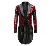 Men's Steampunk Tailcoat Sequins Gothic Jacket Men's Long Gold Medieval Coat with Double Breasted Elegant Tuxedo Glitter Frock Coat Victorian Yard Clothing Nightclub Party Show Carnival Halloween