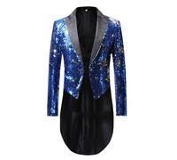 Men's Steampunk Tailcoat Sequins Gothic Jacket Men's Long Gold Medieval Coat with Double Breasted Elegant Tuxedo Glitter Frock Coat Victorian Yard Clothing Nightclub Party Show Halloween Costume