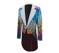 Men's Steampunk Tailcoat Sequins Gothic Jacket Men's Midi Blue Medieval Coat with Buttons Elegant Tuxedo Glitter Victorian Court Performance Clothing Night Club Party Show Halloween Costume