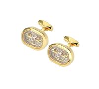 Men's Steampunk Tourbillon Cufflinks, Stainless Steel Gear Design, Mechanical Style Accessories ,Gold,One Size