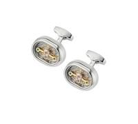 Men's Steampunk Tourbillon Cufflinks, Stainless Steel Gear Design, Mechanical Style Accessories ,Imitation Rhodium Plated,One Size