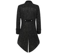 Men's Steampunk Tuxedo Gothic Jacket Midi Black Tailcoat Jacquard Retro Frock Coat Victorian Coat Pirate Vampire Cosplay Clothing Fancy Dress Costume